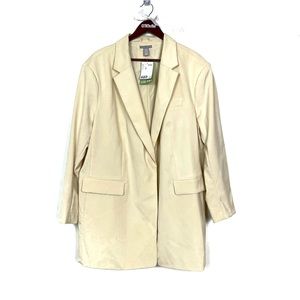 H&M NWT Women’s Boyfriend Fit Oversize Blazer Neutral Beige Size XXL Old Money